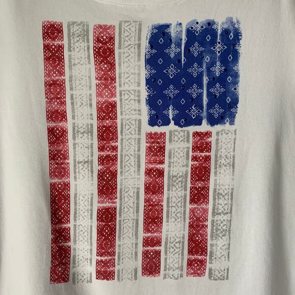 Studio Works The Studio Tee White American Flag T-Shirt Handkerchief Jewels XL - Picture 4 of 15